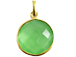 Green Chalcedony Round  Faceted Gemstone Bezel Set Gold Plated Pendant