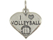 Sterling Silver Heart I Love Volleyball Charm with Jumpring