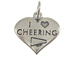 Sterling Silver Heart I Love Cheering Charm with Jumpring