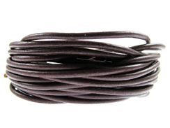 5 Meters - 2mm Round Brown Greek Leather Cord