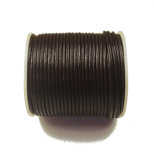25 meters - Dark Brown 1.5mm Round Indian Leather Cord