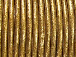 1 Yard -  Antique Gold Metallic Leather 1.5mm Round Leather Cord