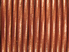 1 Yard -  Burnt Orange Metallic Leather 2mm Round Leather Cord