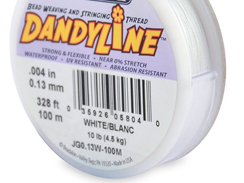 100 Meters - 0.13mm (10 Lb. test) White Beadalon DandyLine Braided Bead Thread