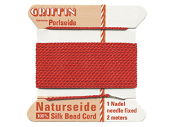 2 Meters - Red Griffin Bead Cord 100% Silk No. 6