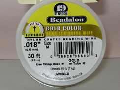 30 Feet - Beadalon 19 Strand Wire .018 inch Gold