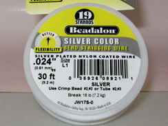 30 Feet - Beadalon 19 Strand Wire .024 inch Silver Color