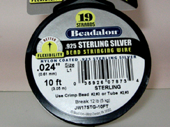 10 Feet - Beadalon 19 Strand Wire .024 inch Sterling Silver