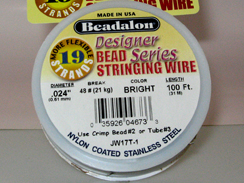 100 Feet - Beadalon 19 Strand Wire .024 inch Bright