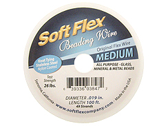 100 Feet - Soft Flex .019 inch MEDIUM 49 Strand Wire  Clear (Satin Silver)