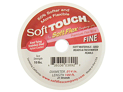 100 Feet - Soft Touch .014 inch FINE 21 Strand Wire  Clear (Satin Silver)