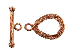 17.5 x 14.5mm Bright Copper Textured Pear Shape Toggle Clasp  