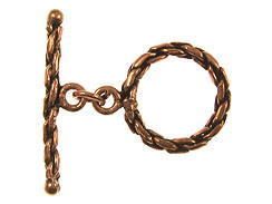 18mm Round Antiqued Copper Textured Toggle Clasp