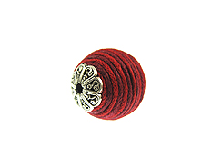 22mm Round Fabric Beads - Red
