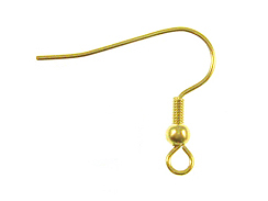 Gold Plated Earwire with Ball & Coil - Bulk Pack