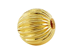 14K Gold-Filled 8mm Corrugated Round Bead, Wholesale Beads & Supplies, Jewelry Components & Findings