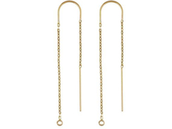 14K Gold-Filled 3.5 inch U Ear Threader  Box Chain with Open Ring, 1 Pair