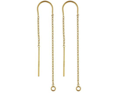 14K Gold-Filled 3.5 inch U Ear Threader  Cable Chain with Open Ring, 2 Pcs