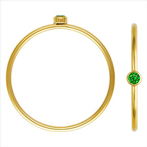 14K Gold Filled Birthstone Stacking Rings 2mm Dainty CZ Stackable Rings Size 5 - May ( GREEN ) - 15.6mm AAA Quality