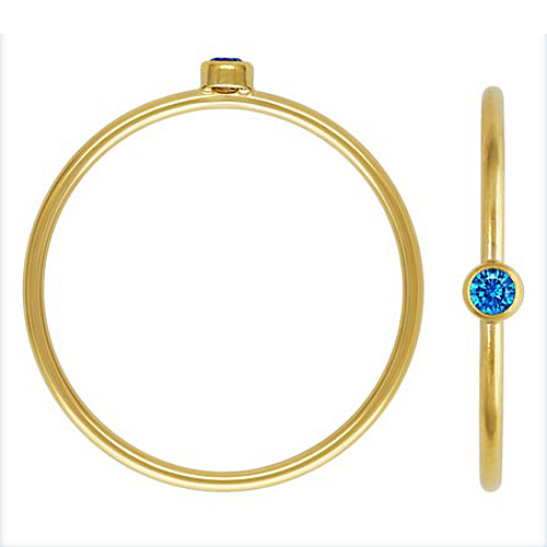 14K Gold Filled Birthstone Stacking Rings 2mm Dainty CZ Stackable Rings Size 8 - September ( AQUA BLUE ) - 18.1mm AAA Quality