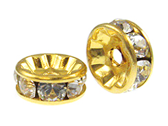 Crystal: 8mm Gold Plated Rondelle