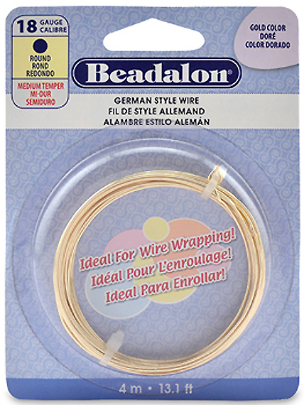 18 Gauge German Style Round Basemetal Wire Gold Color 4 meter - Beadalon