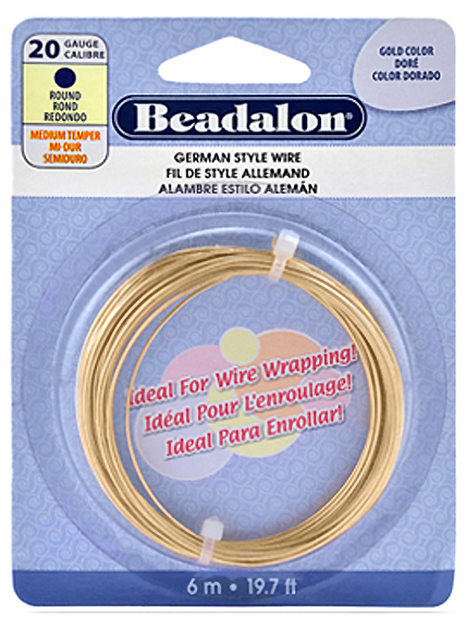 20 Gauge German Style Basemetal Round Wire Gold 6 meter - Beadalon