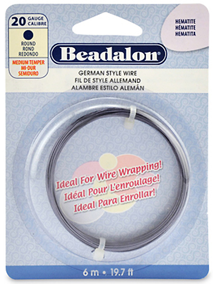 20 Gauge German Style Basemetal Round Wire Hematite Color 6 meter - Beadalon