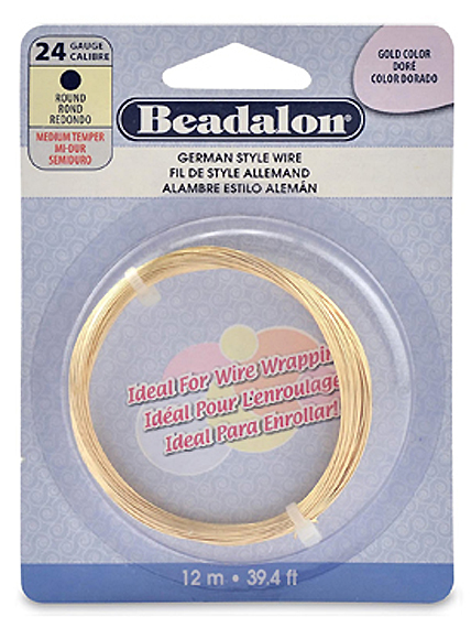 24 Gauge German Style Basemetal Round Wire Gold Color 12 meter - Beadalon