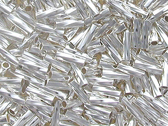 105  Sterling Silver- Liquid Silver Twist Tube Beads 2x6mm