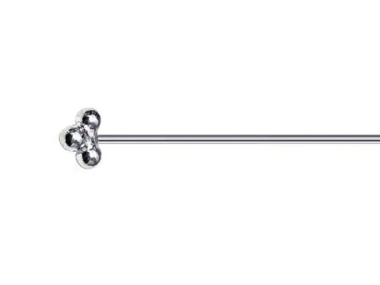 2 Inch, 24 Gauge Sterling Silver Headpin with 3 dots