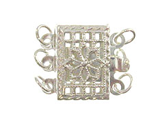 Sterling Silver  Rectangle 3-Strand Clasp