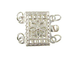 Sterling Silver Rectangle 2-Strand Filigree Clasp