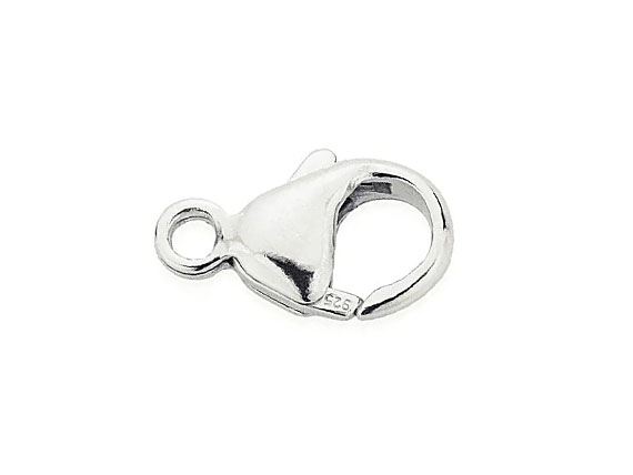 13mm Sterling Silver Oval Trigger Lobster Claw Clasps with Built in Ring