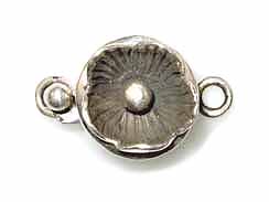 Sterling Silver Round 3D Flower Box Clasp