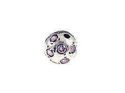 1  Sterling Silver Round Beads With Pink Ruby Zircon Stones 