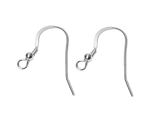 Sterling Silver French Hook Earwire Flat with Coil & Ball <I><b>Small Pack of 20 </I></b> 