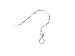 20mm Sterling Silver Round Earwire with Bead and Coil