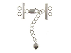 Sterling Silver 2-Strand Clasp Unit With Lobster Claw & Extender Chain