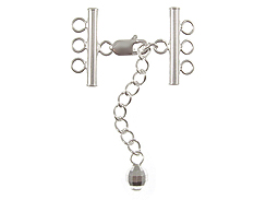 Sterling Silver 3-Strand Clasp Unit With Lobster Claw & Extender Chain