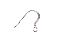 Sterling Silver French Hook Earwire Flat with coil, 14mm