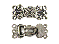 Sterling Silver 3-Ring Swirl Design Hook And Eye Clasp