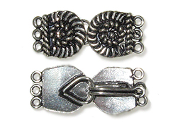Sterling Silver 3-Ring Twist Edge Hook And Eye Clasp