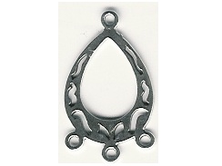 Sterling Silver: 1-3 Filigree Flat Pear Shape Chandelier Earring Link