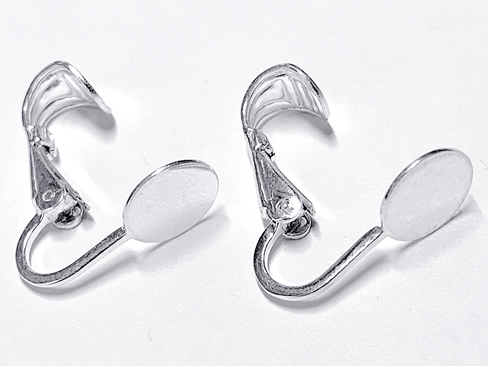 17mm Tall 8mm Flat Pin pad Sterling Silver Clip On Ear Ring Pair