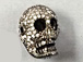 Micro Pave Set CZ Skull Bead, Dark Rhodium Finish (aka Gunmetal or black), 17x12mm