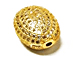 CZ Pave Beads 15mm Oval Beads, Gold Finish