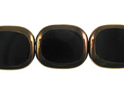 Flat Rectangular Glass Bead Strand - Black