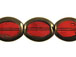 Large Flat Oval Glass Bead Strand - Red