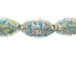 Flat 28mm Marquise Foiled Glass Bead Strand - Light Blue
